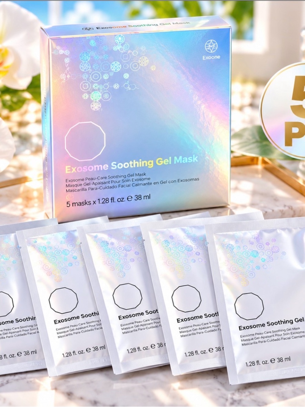 Exosome Soothing Gel Mask - White - Skincare Sheet Masks 5 pc in 📦 box BENEV
